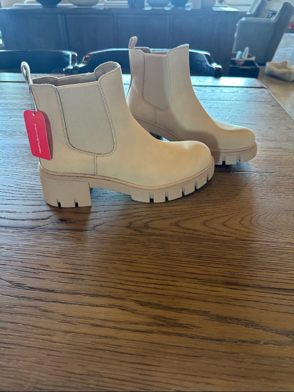 Chunky Chelsea Boot — Cream Ankle Booties